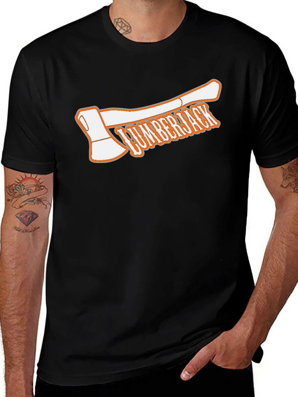 Lumberjack Axe Graphic Tee - Black Cotton T-Shirt