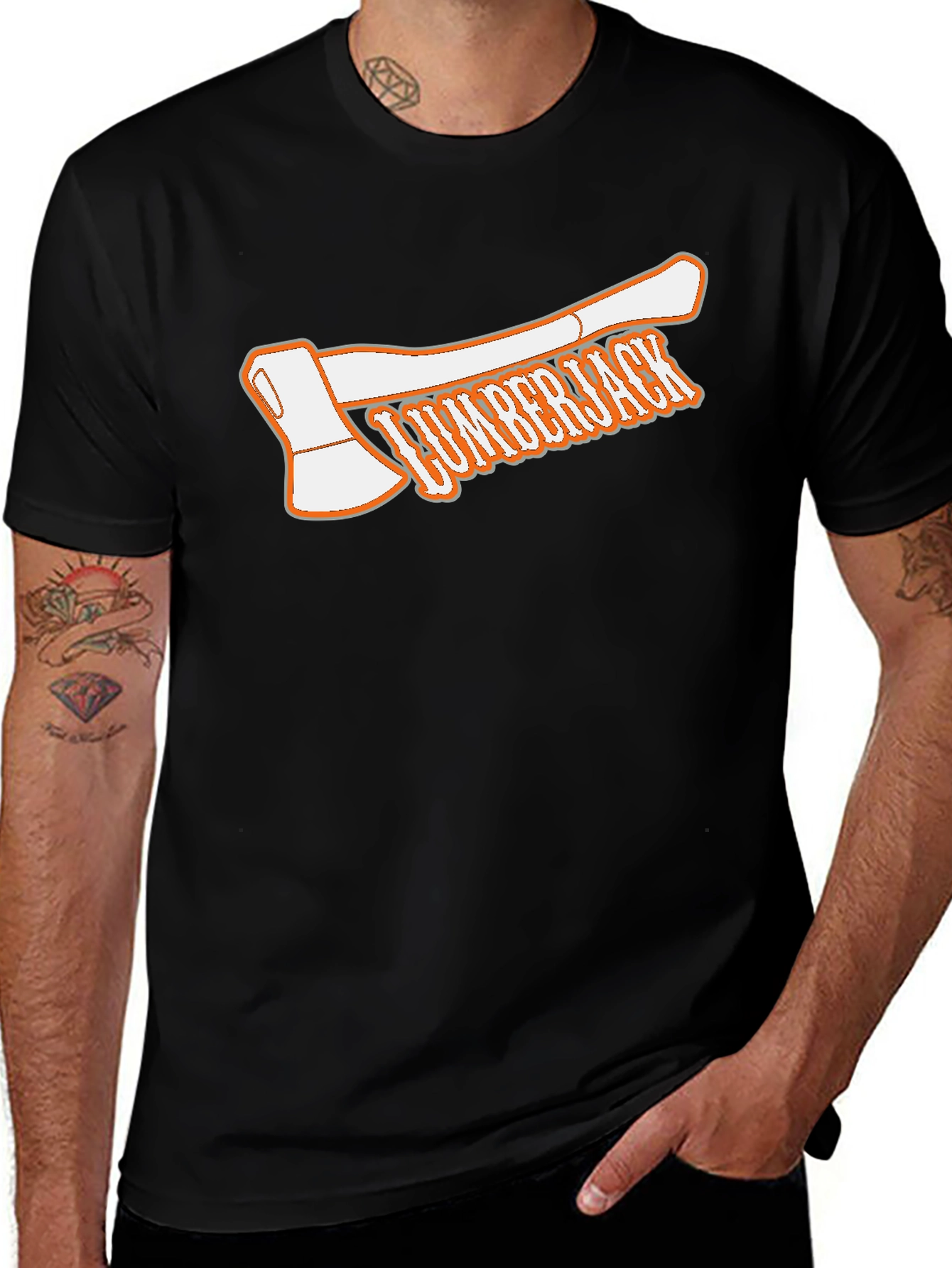 Lumberjack Axe Graphic Tee - Black Cotton T-Shirt