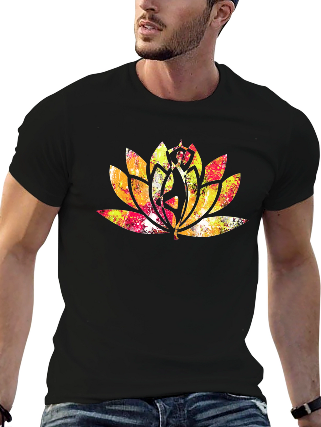 Lotus Mandala Graphic Tee - Black