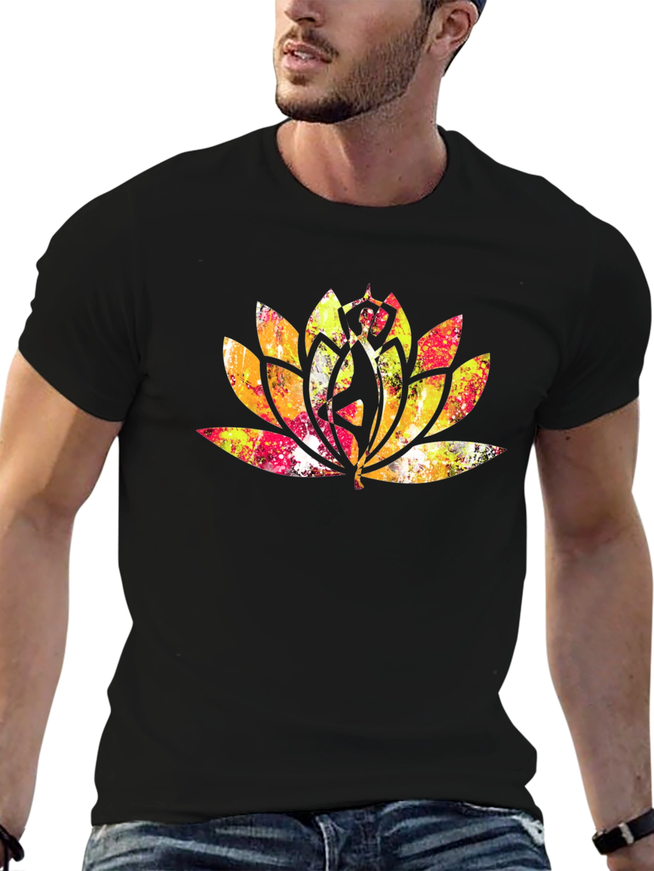 Lotus Mandala Graphic Tee - Black