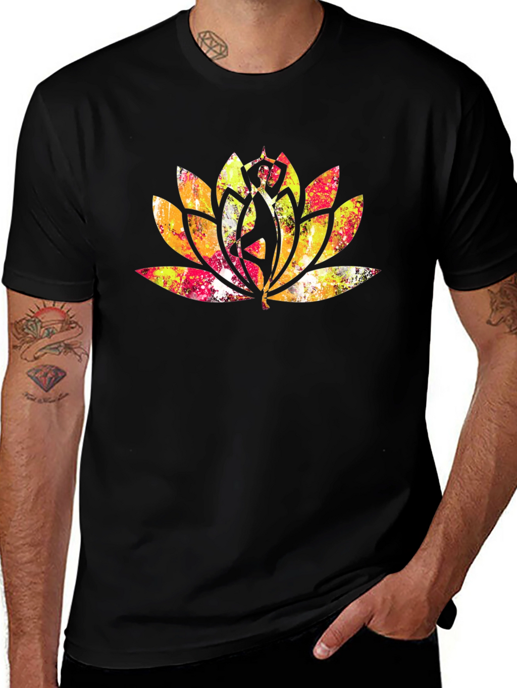 Lotus Mandala Graphic Tee - Black