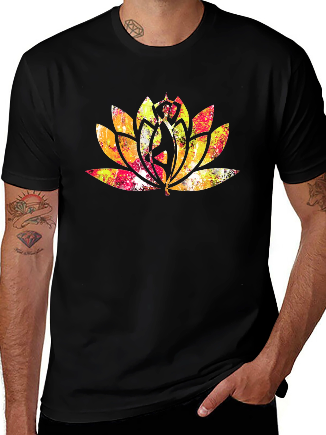 Lotus Mandala Graphic Tee - Black