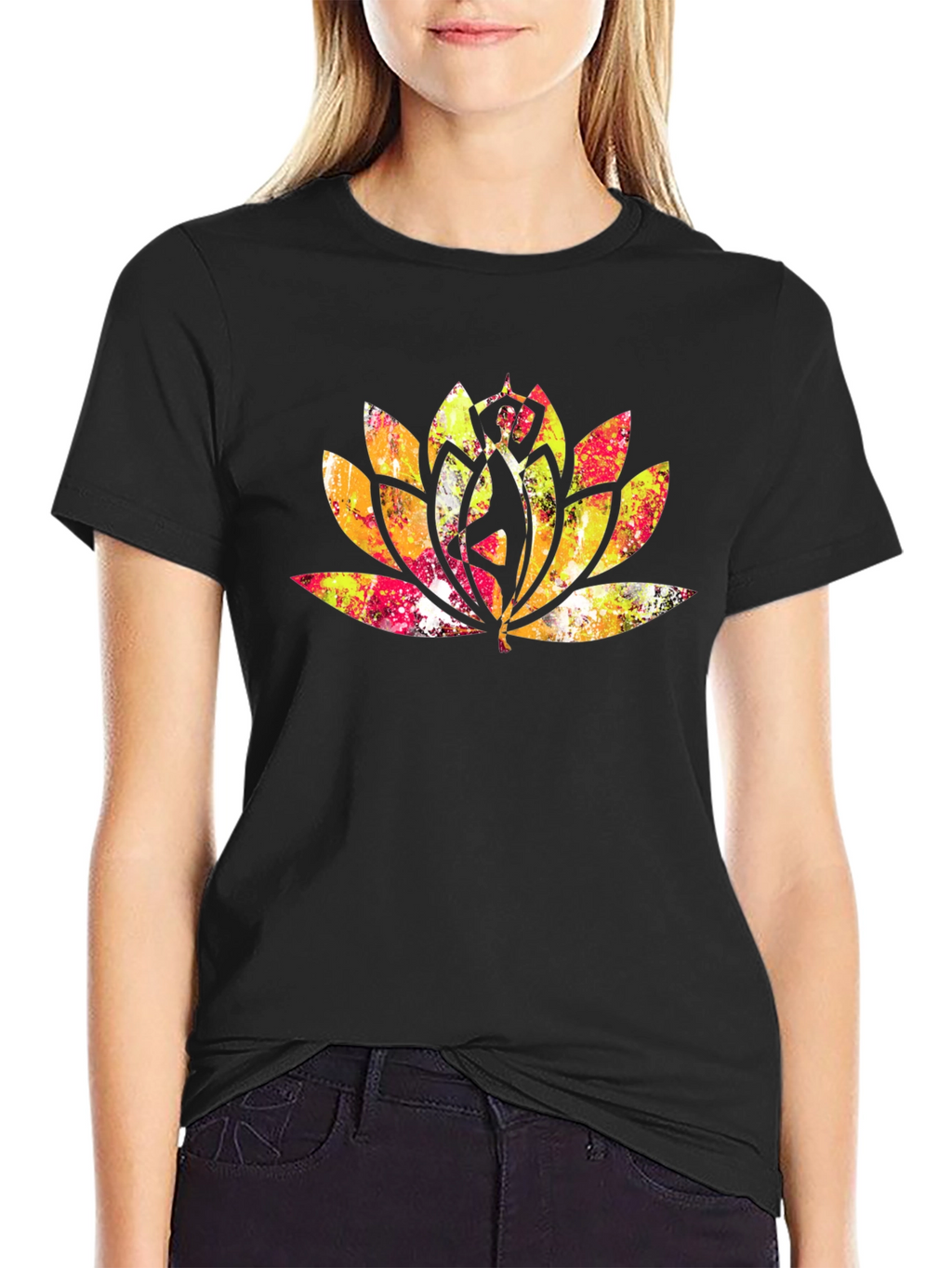 Lotus Mandala Graphic Tee - Black