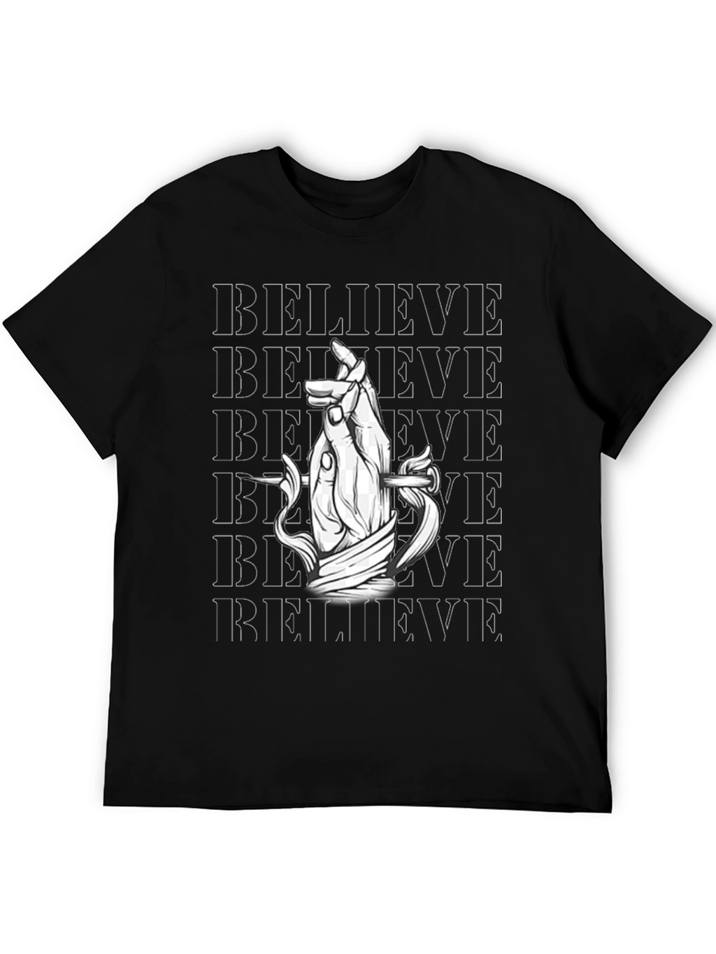 Believe Graphic Print Black T-Shirt