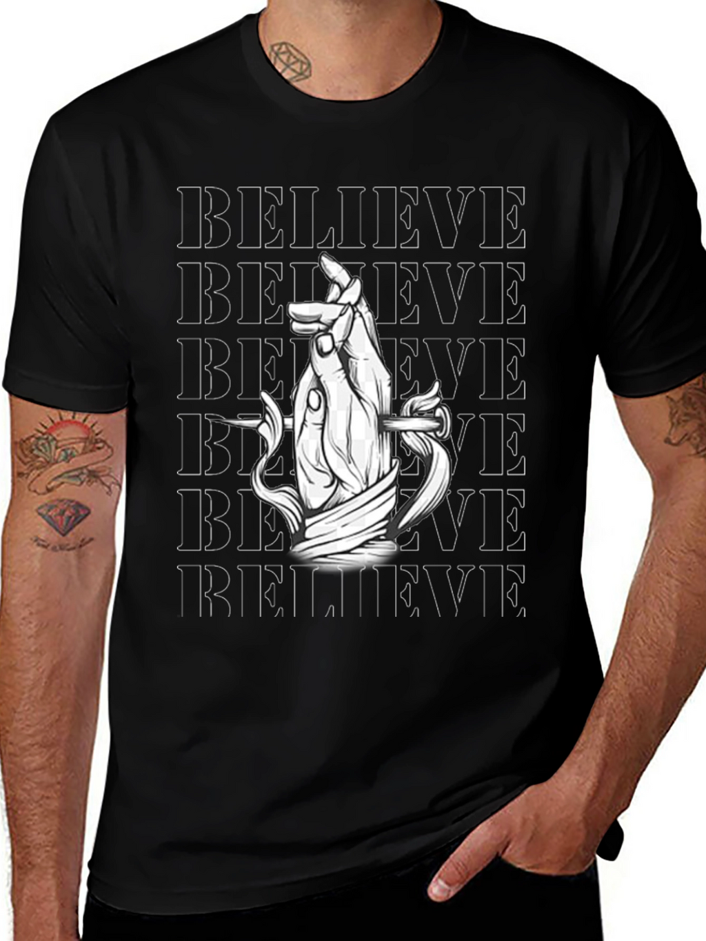 Believe Graphic Print Black T-Shirt