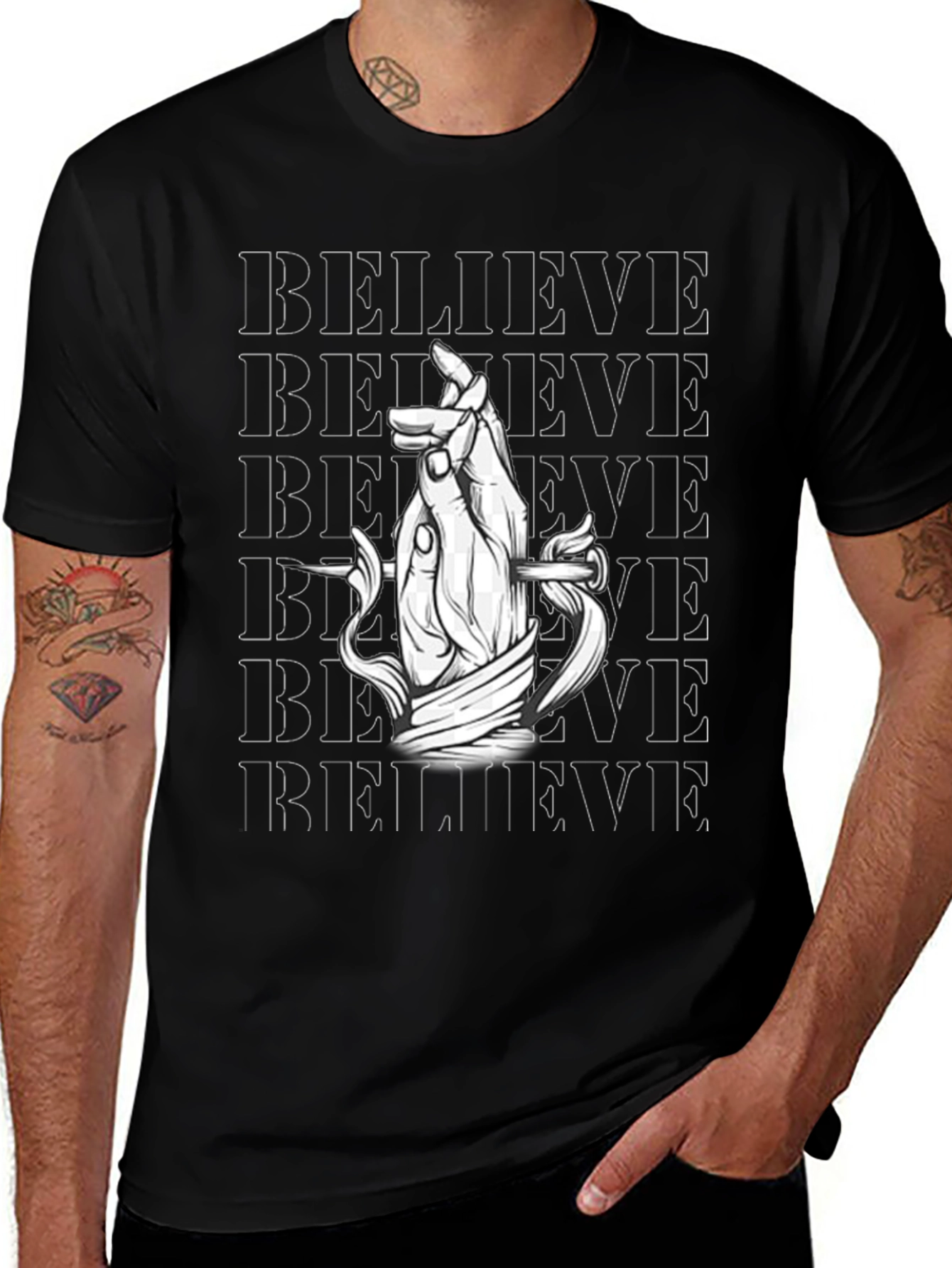 Believe Graphic Print Black T-Shirt