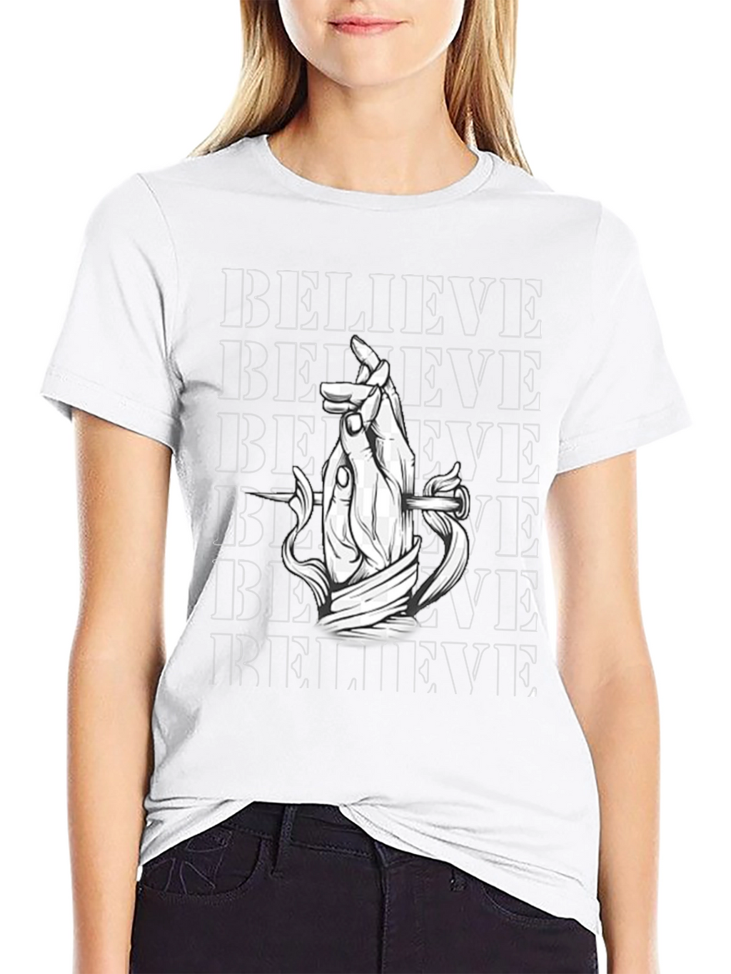 Believe Graphic Print Black T-Shirt