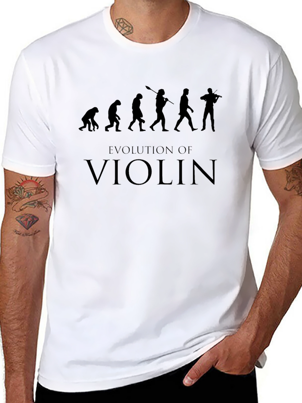 Evolution of Violin Graphic Tee - Black Cotton