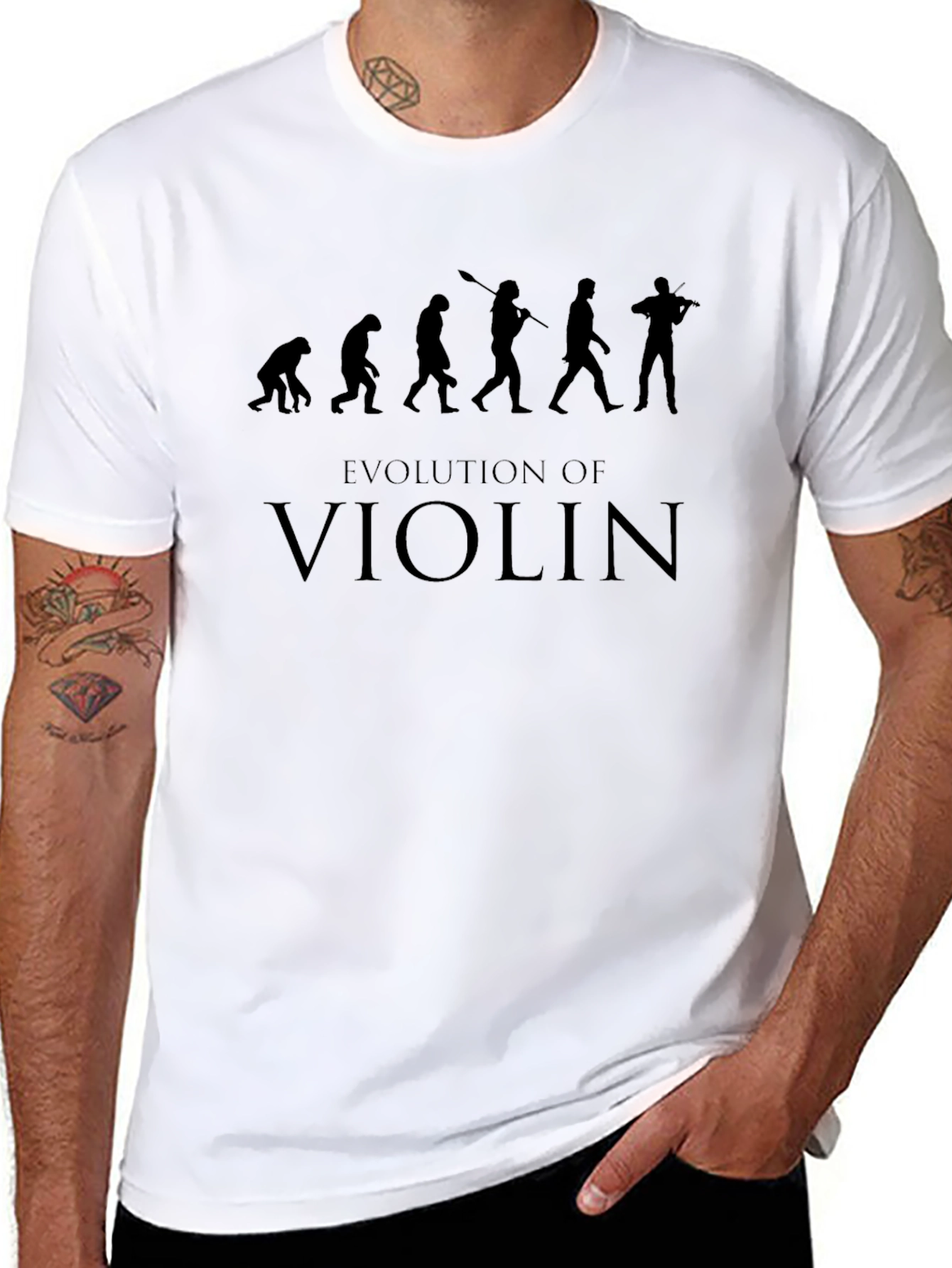 Evolution of Violin Graphic Tee - Black Cotton