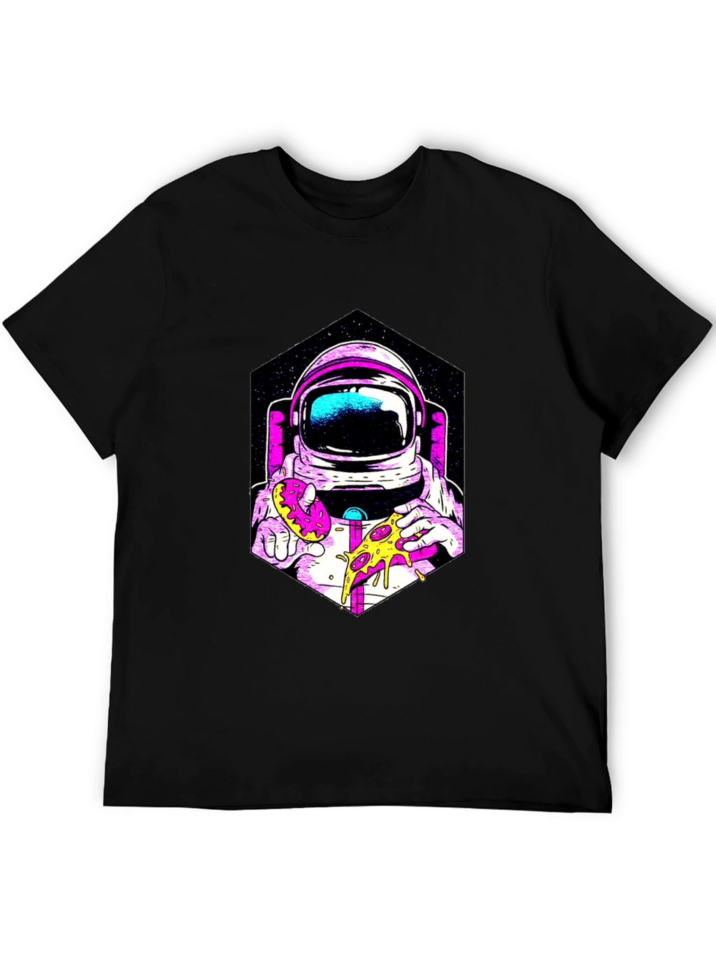 Astronaut Pizza & Donut Graphic T-Shirt