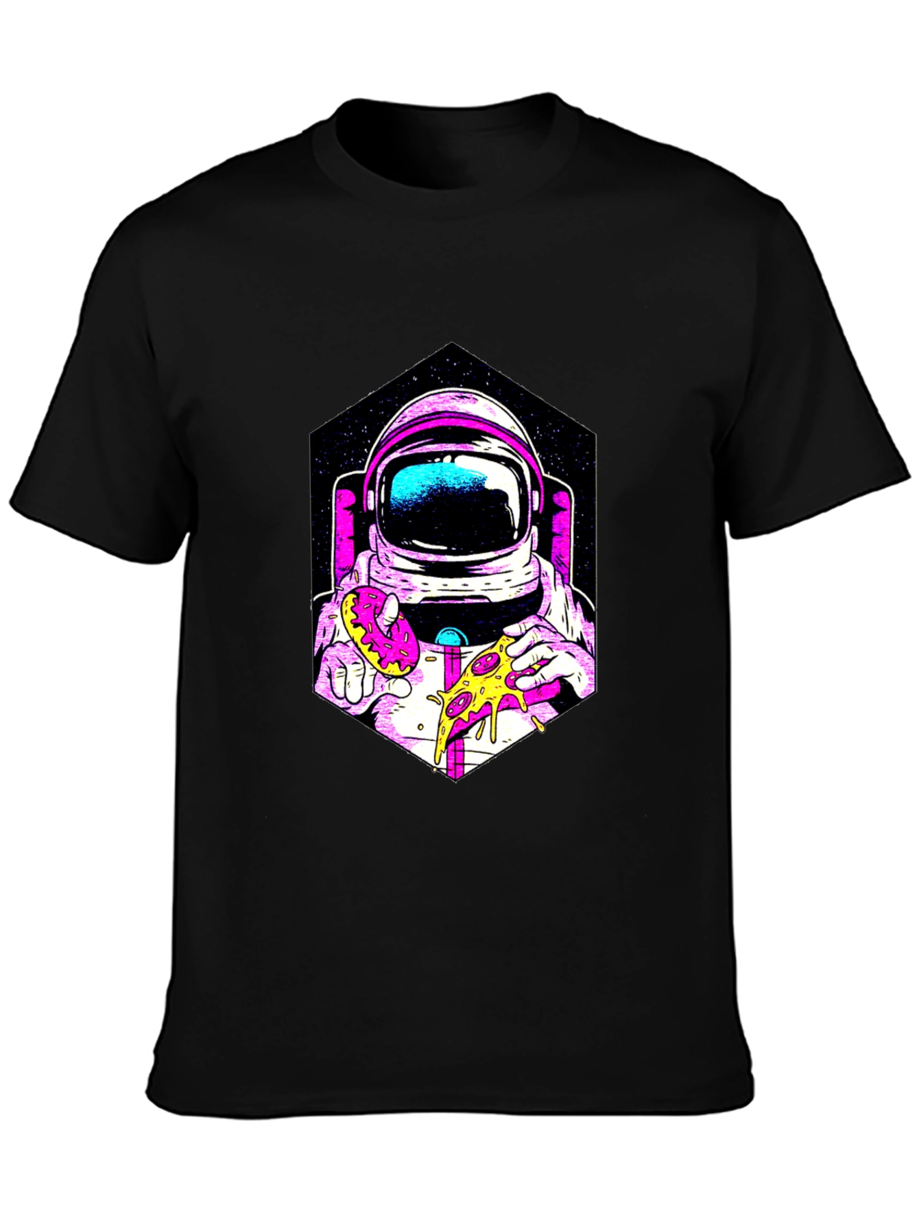 Astronaut Pizza & Donut Graphic T-Shirt