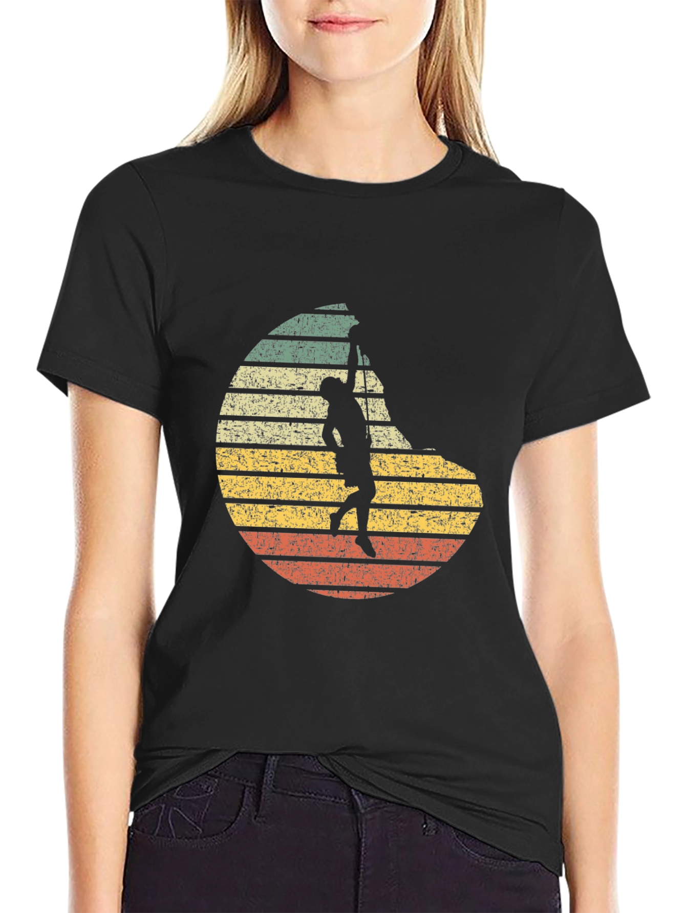 Vintage Climbing T-Shirt - Rock Climber Silhouette