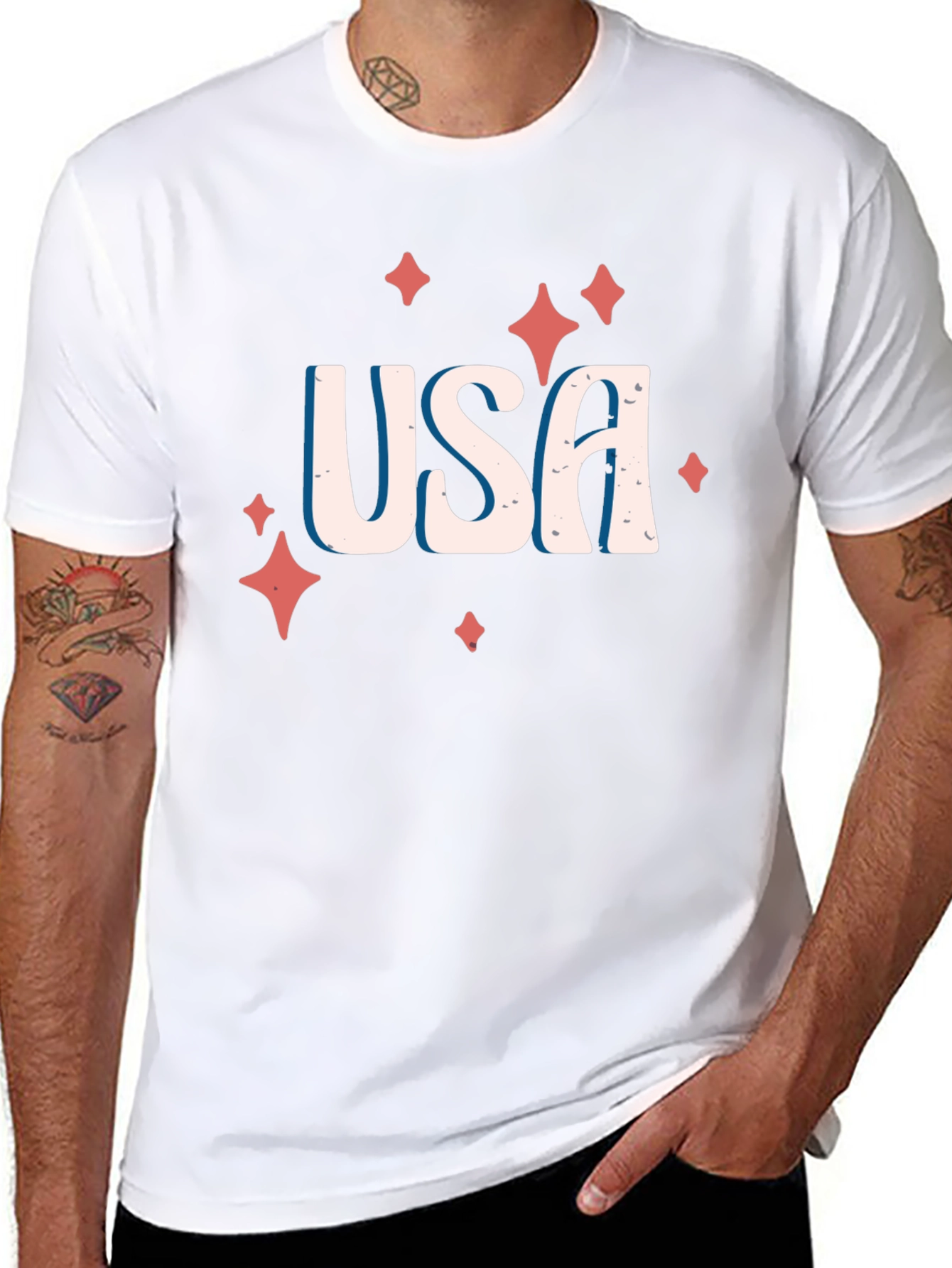 USA Patriotic Graphic Tee - Black