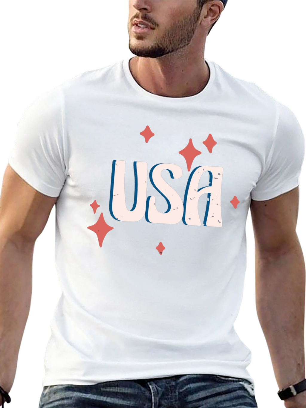 USA Patriotic Graphic Tee - Black
