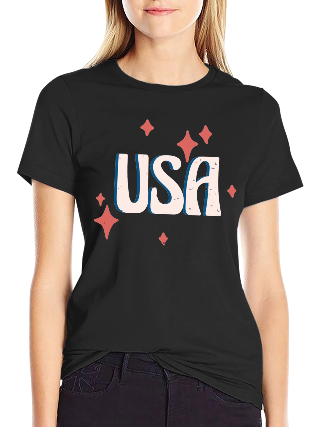 USA Patriotic Graphic Tee - Black