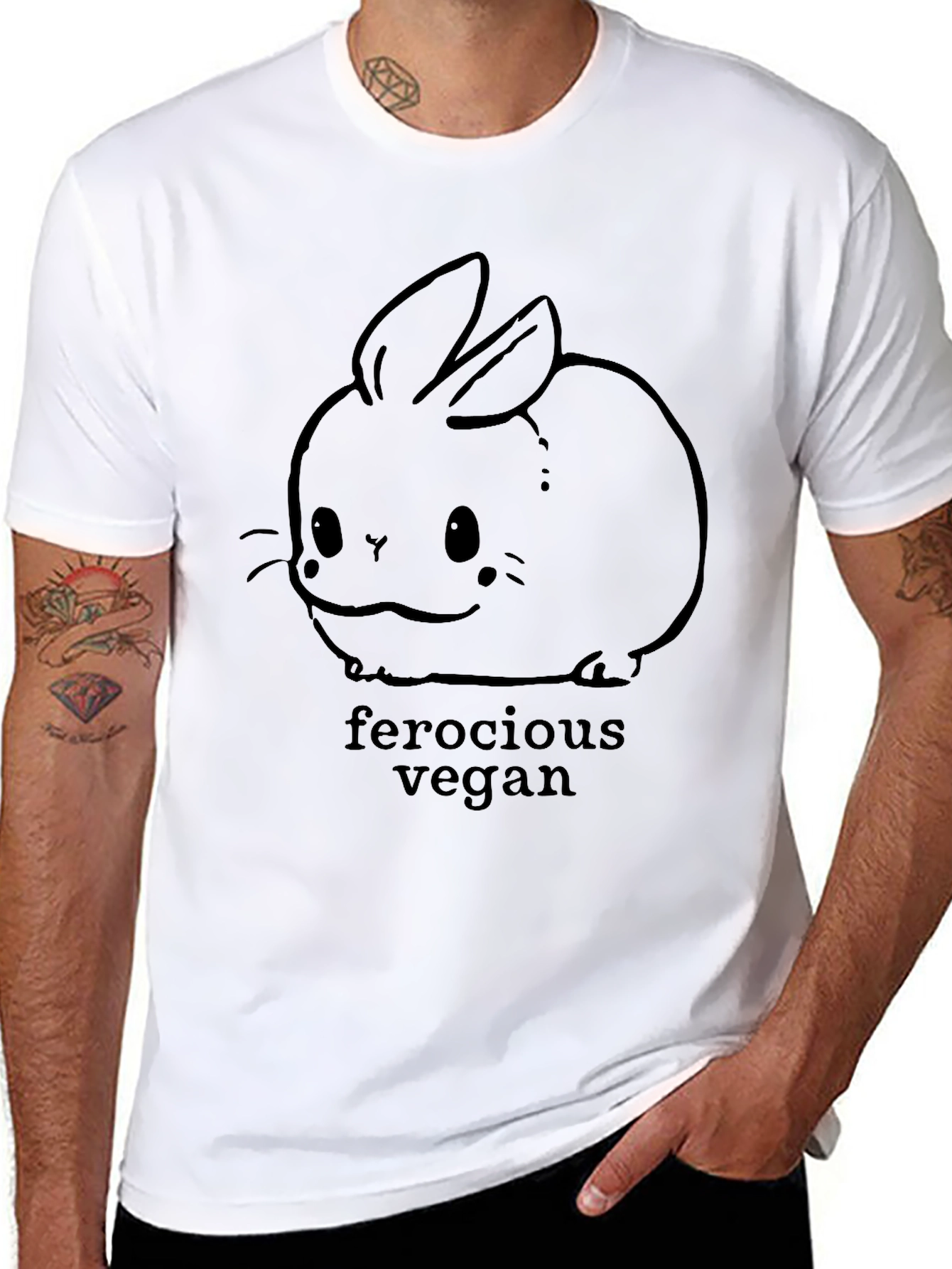 Ferocious Vegan Bunny Graphic T-Shirt
