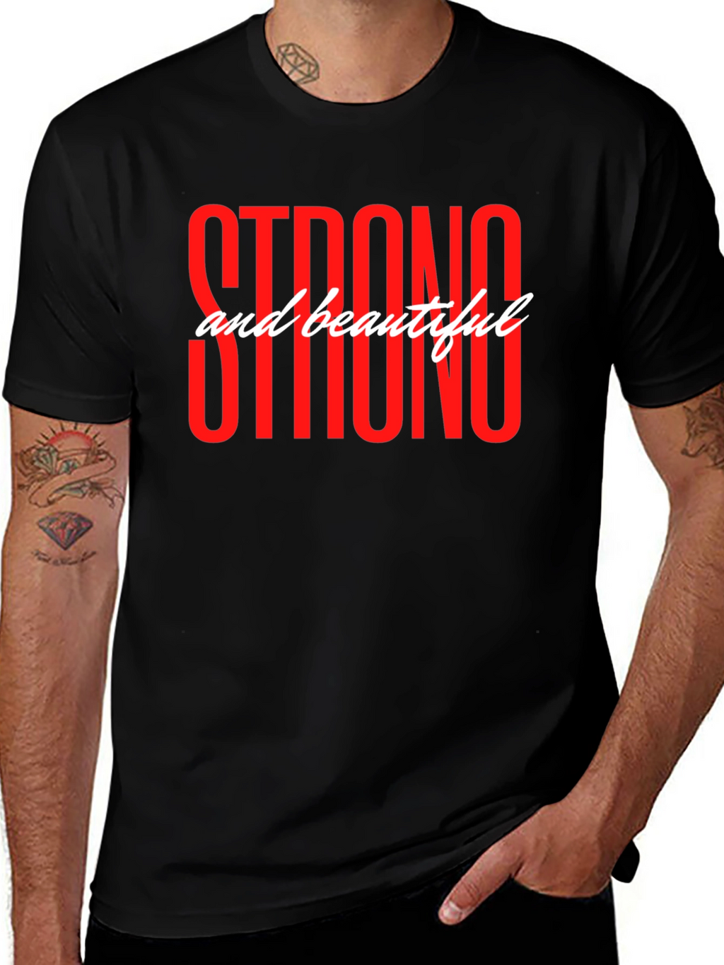 Strong and Beautiful Graphic T-Shirt - Black