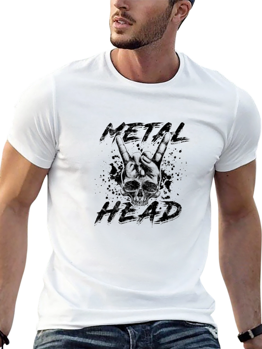 Metal Head Skull Graphic T-Shirt - Black