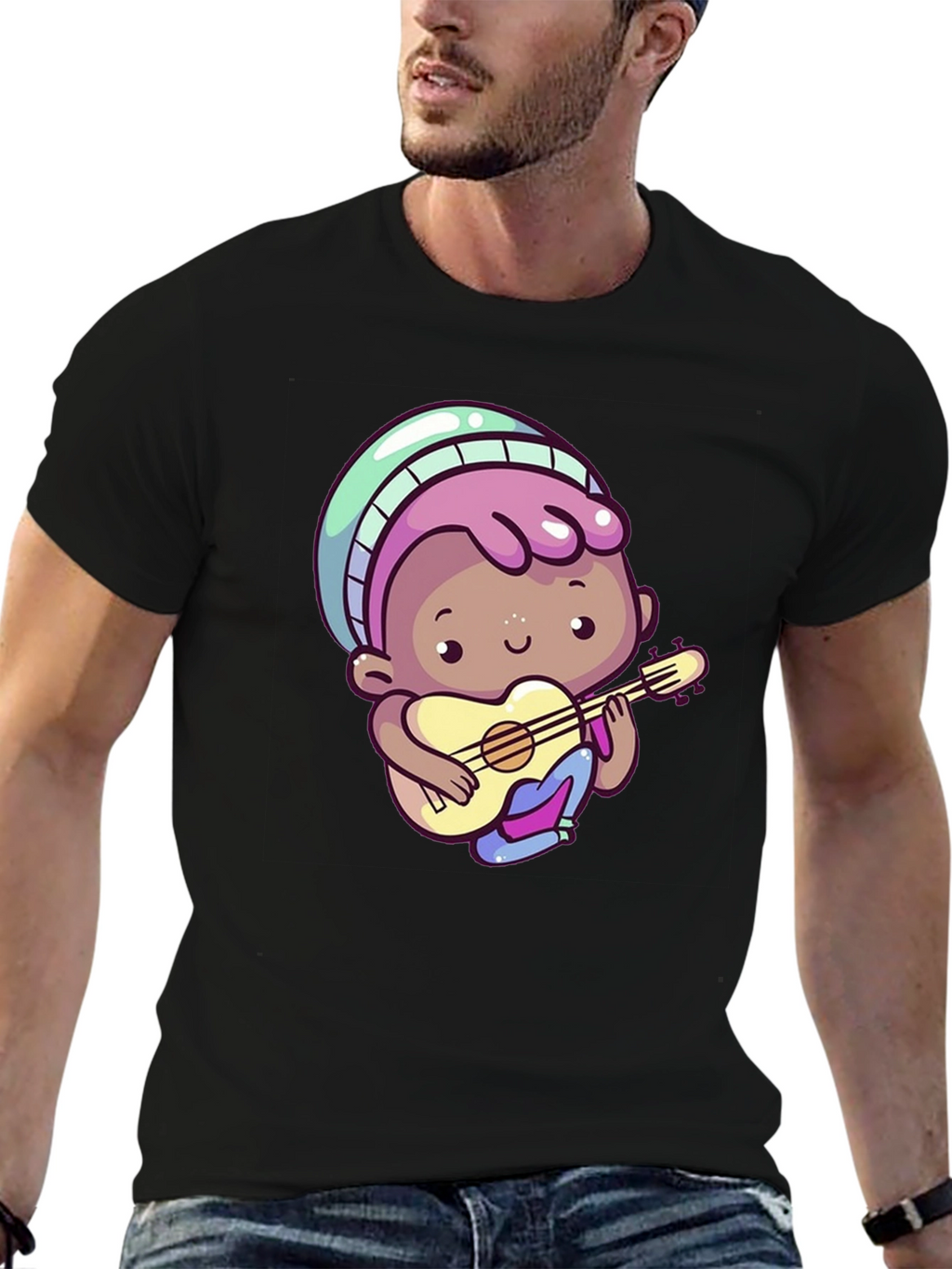 Cartoon Guitar Player T-Shirt