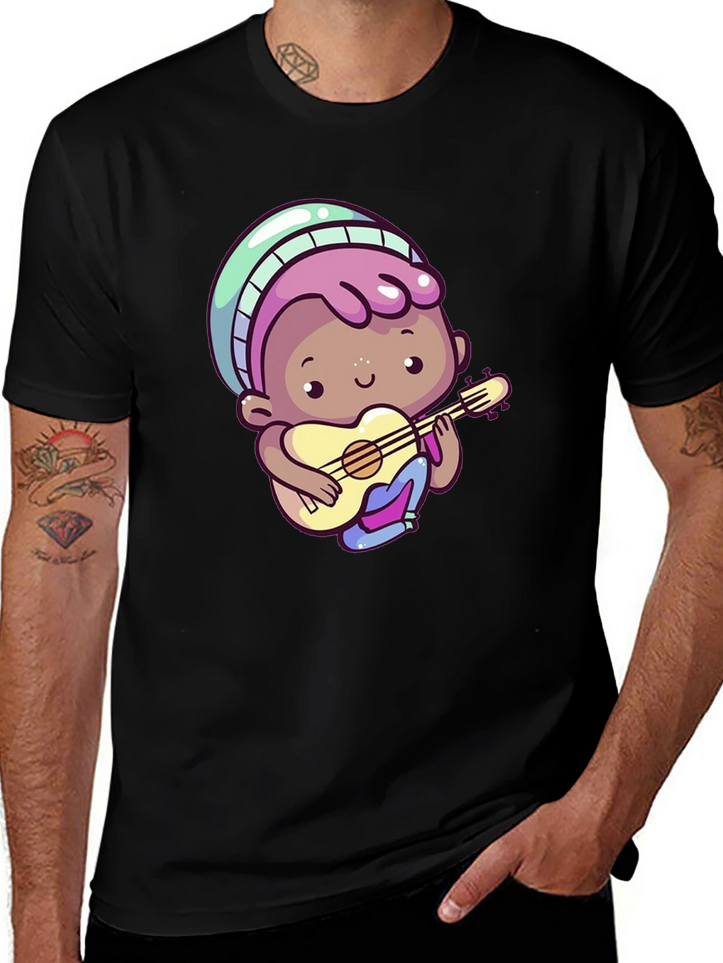 Cartoon Guitar Player T-Shirt
