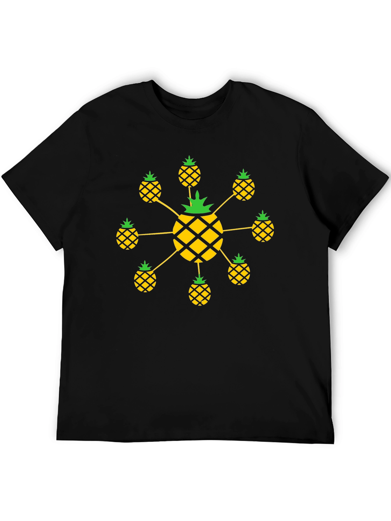 Pineapple Pattern Black T-Shirt