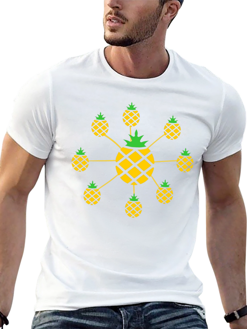 Pineapple Pattern Black T-Shirt