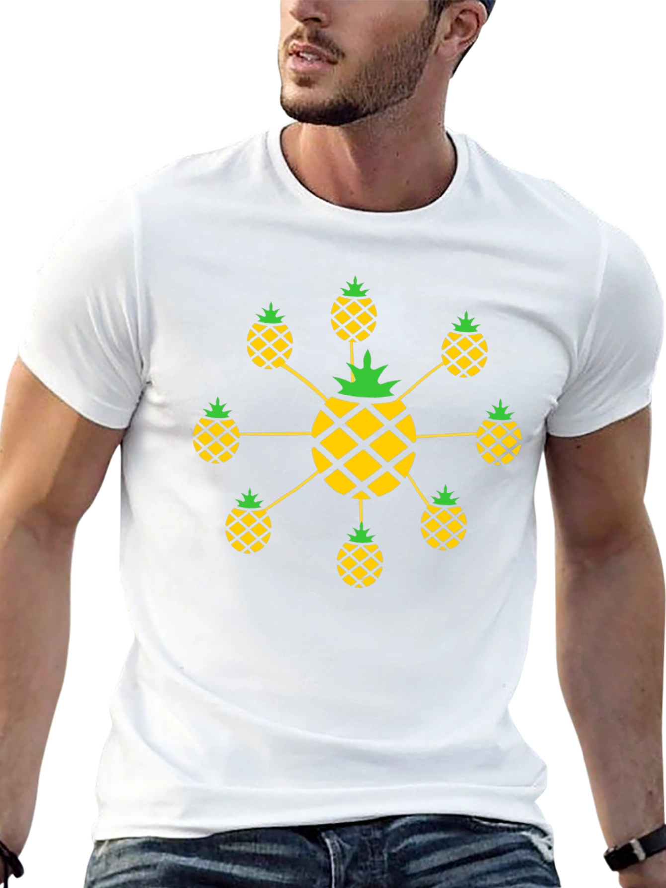 Pineapple Pattern Black T-Shirt