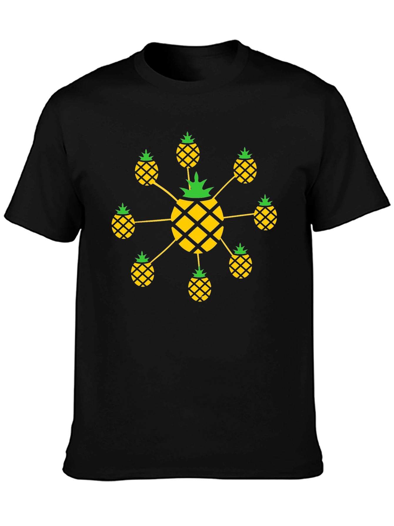 Pineapple Pattern Black T-Shirt