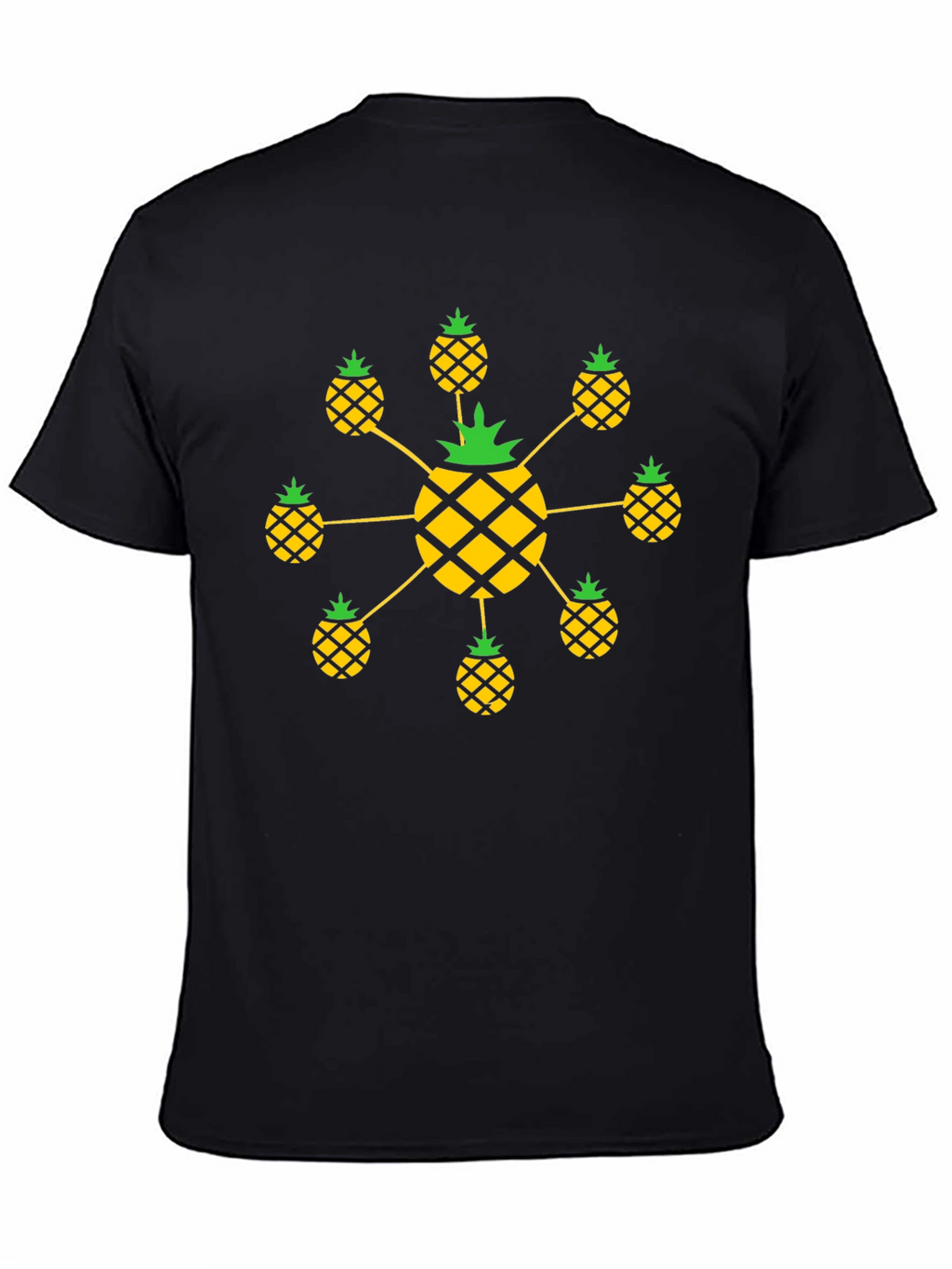 Pineapple Pattern Black T-Shirt