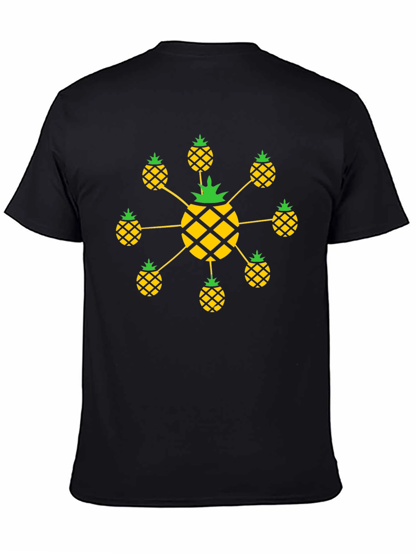 Pineapple Pattern Black T-Shirt