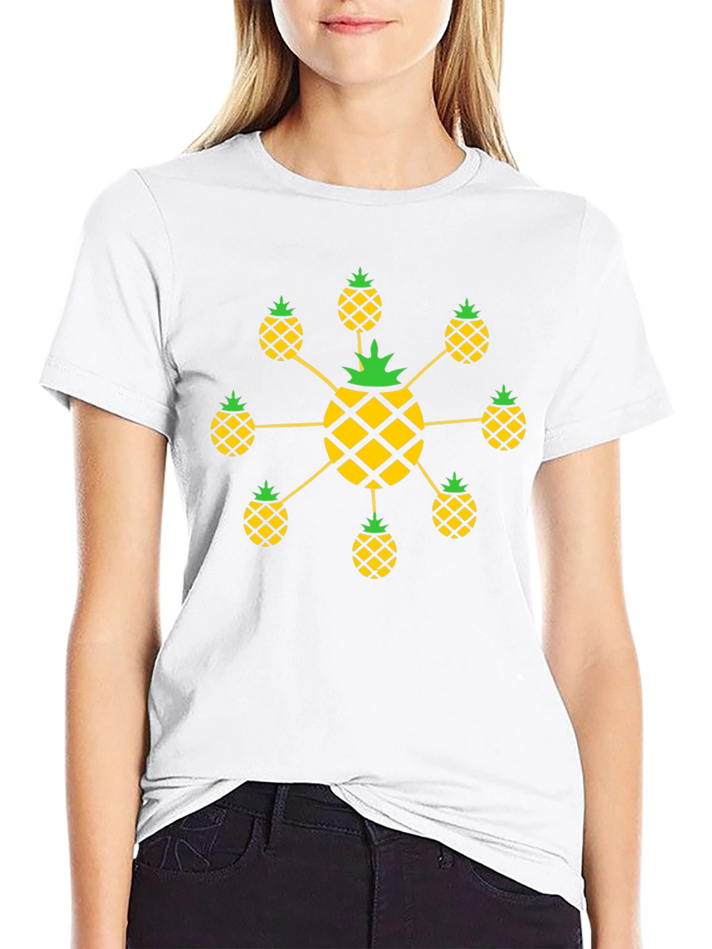 Pineapple Pattern Black T-Shirt