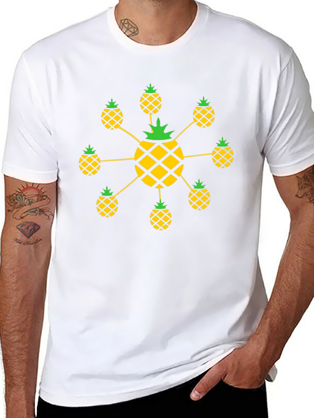 Pineapple Pattern Black T-Shirt
