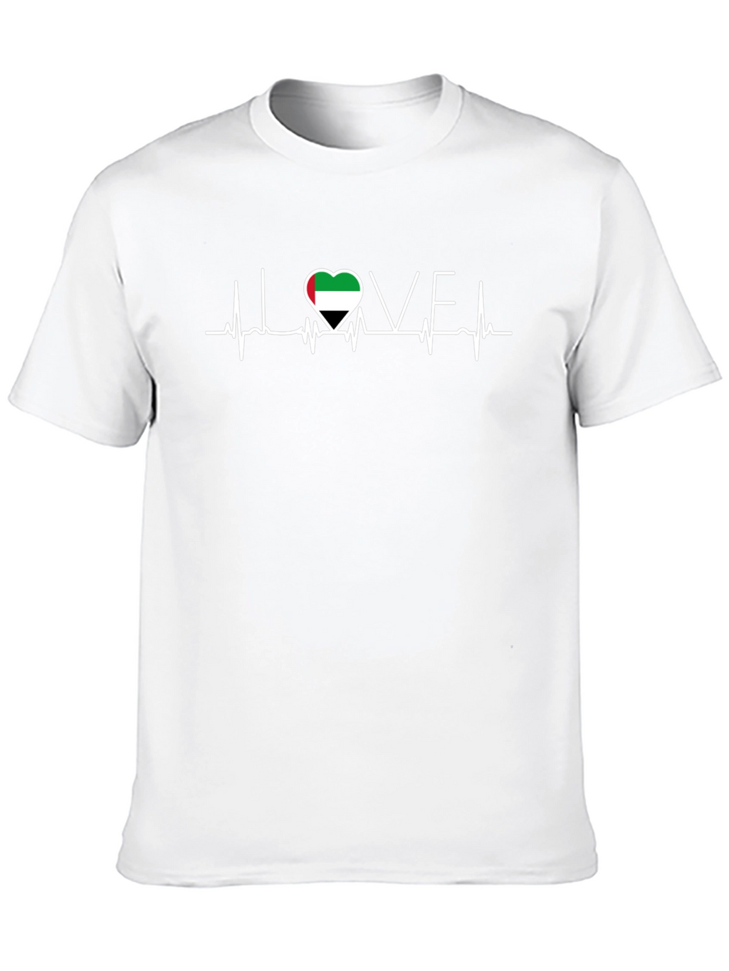 UAE Flag Heartbeat Love T-Shirt - Black