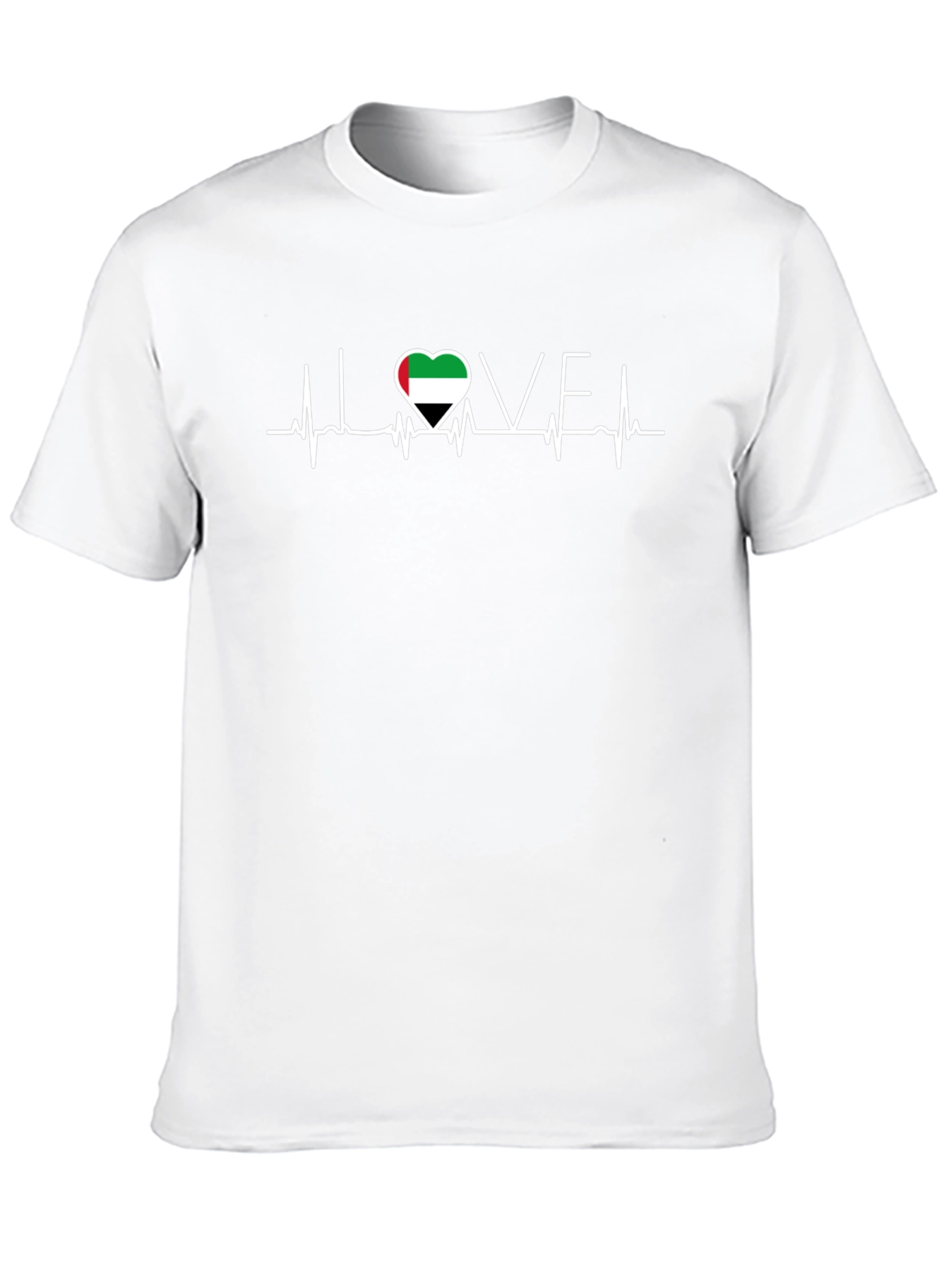 UAE Flag Heartbeat Love T-Shirt - Black