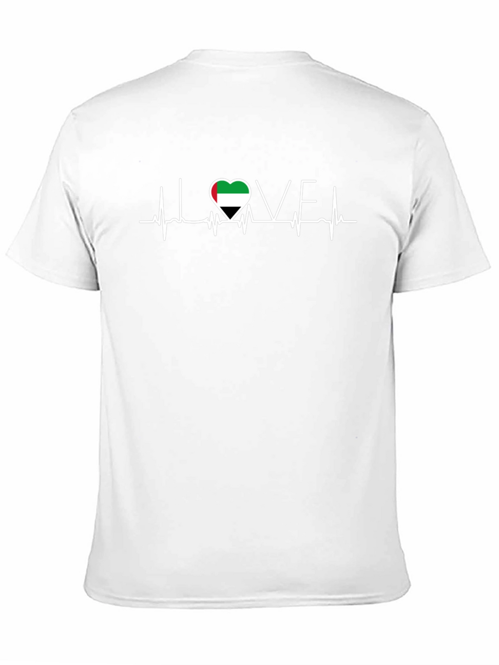 UAE Flag Heartbeat Love T-Shirt - Black