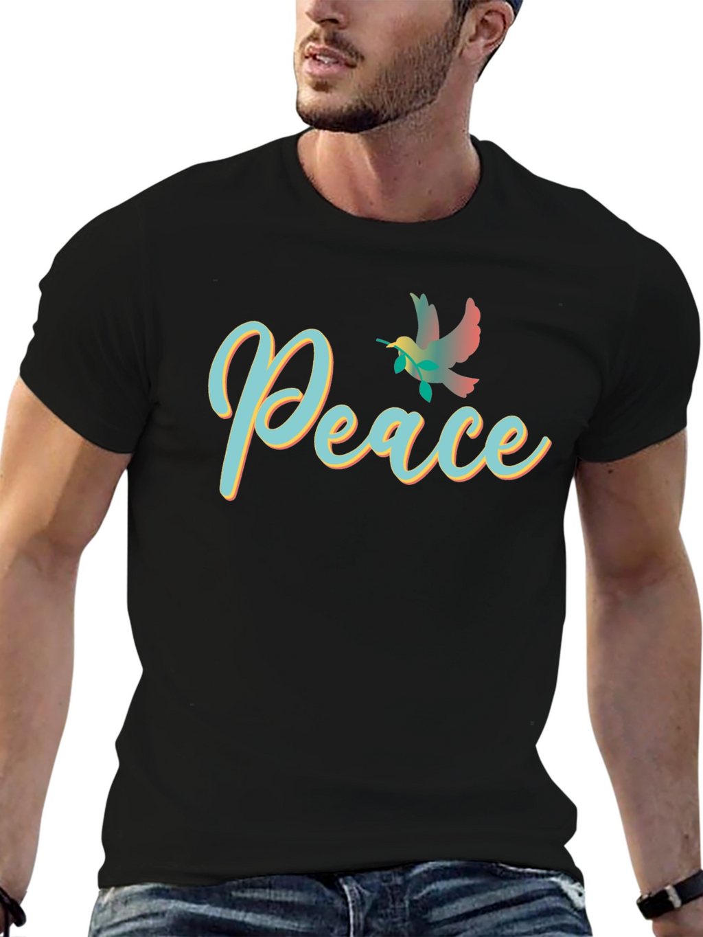 Peace Dove Graphic Black T-Shirt