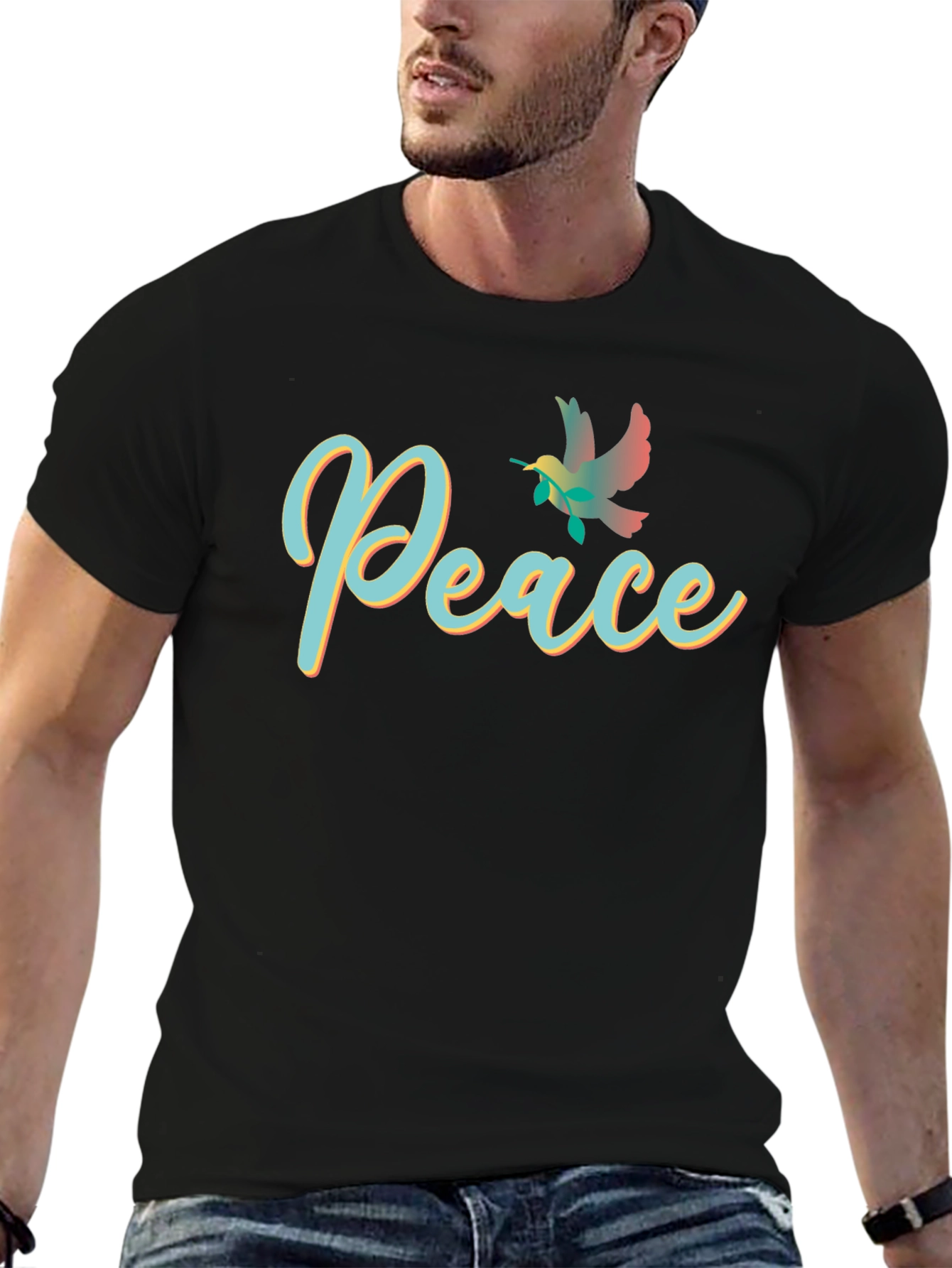 Peace Dove Graphic Black T-Shirt