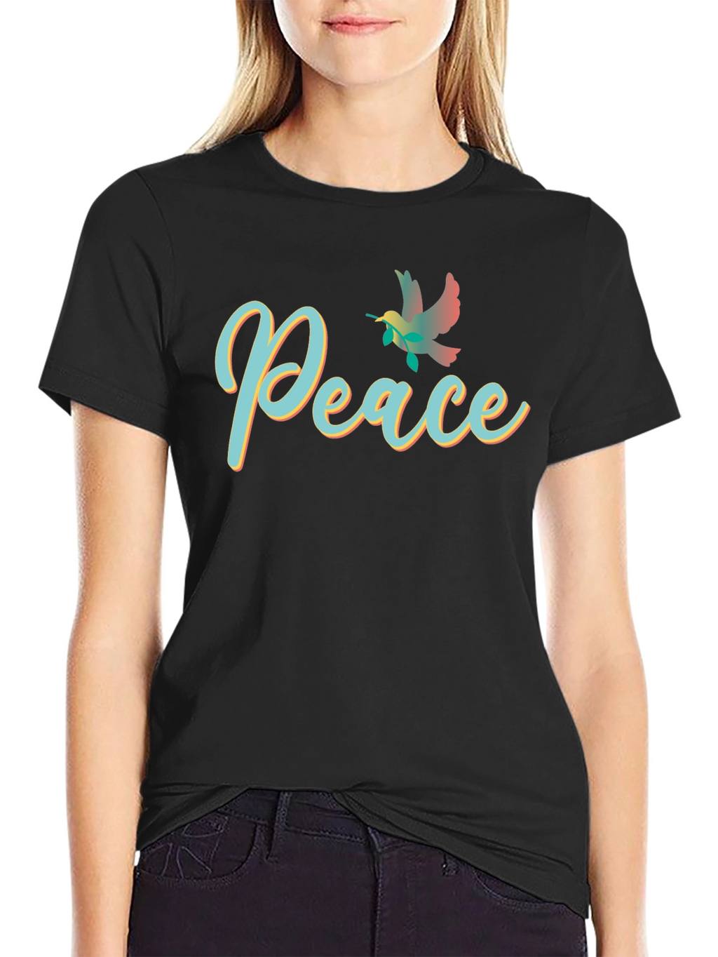 Peace Dove Graphic Black T-Shirt