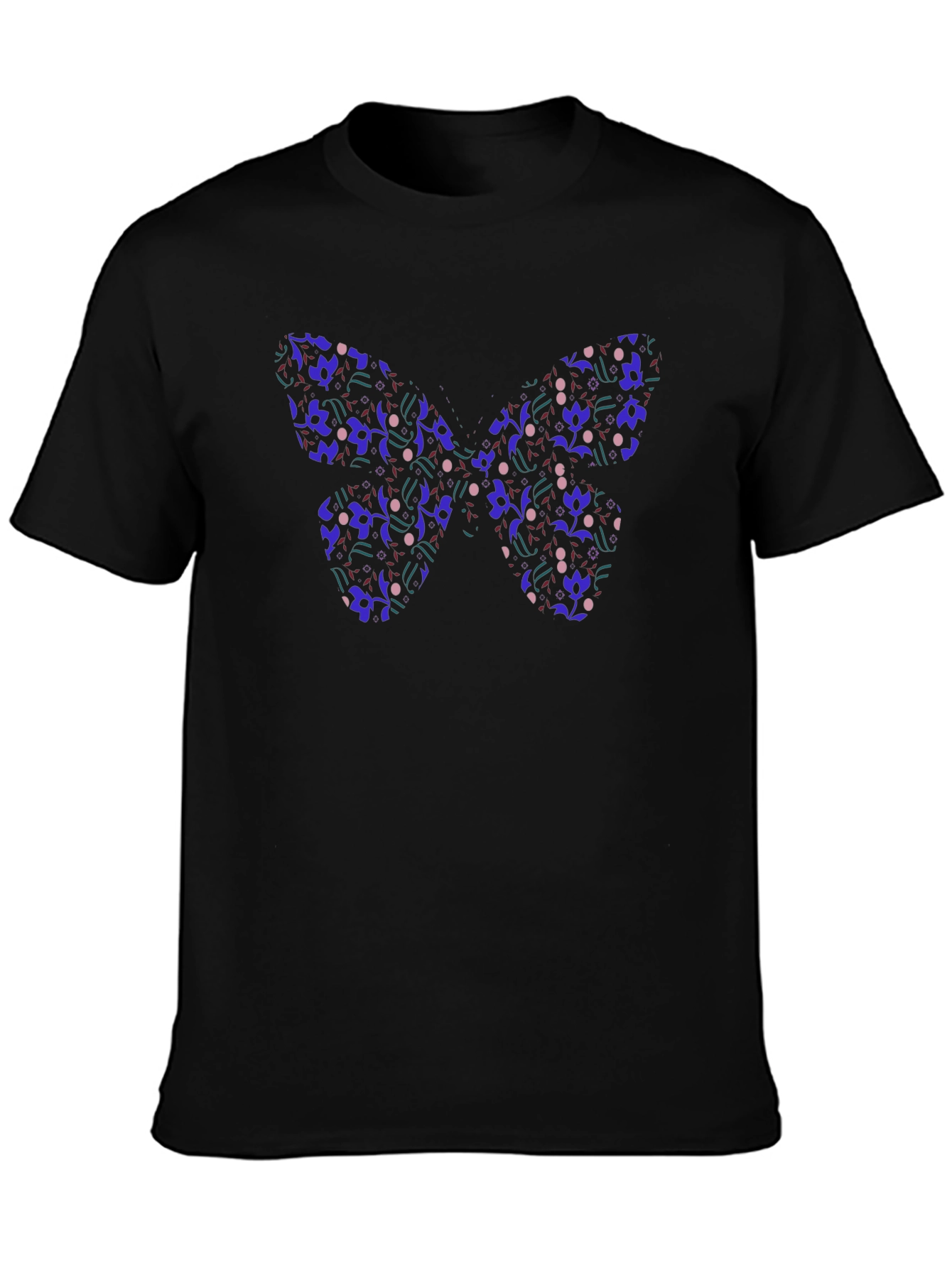 Butterfly Pattern Black T-Shirt