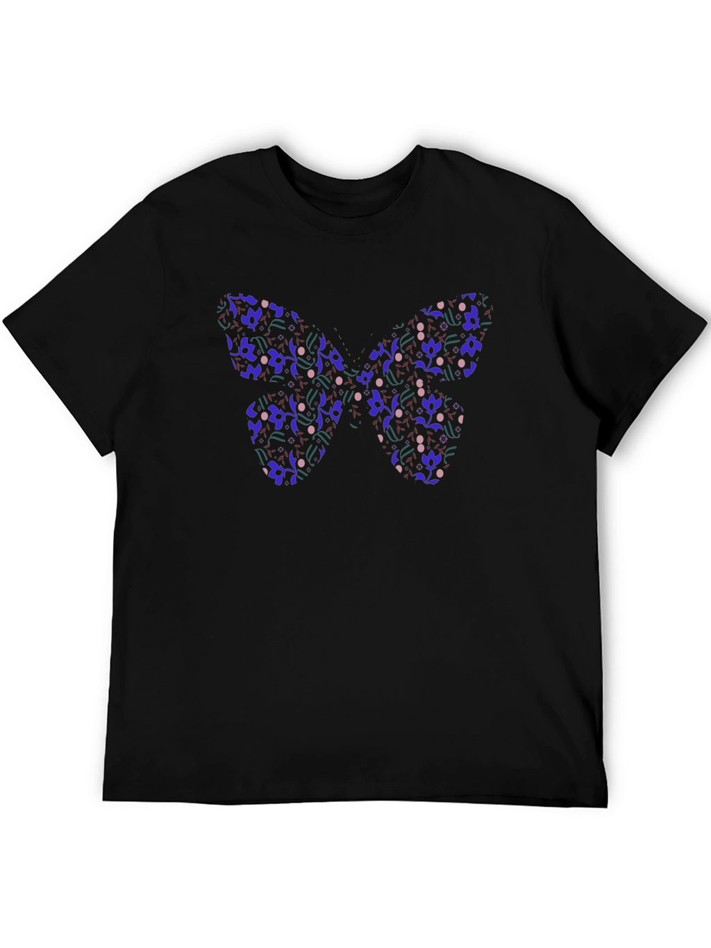Butterfly Pattern Black T-Shirt