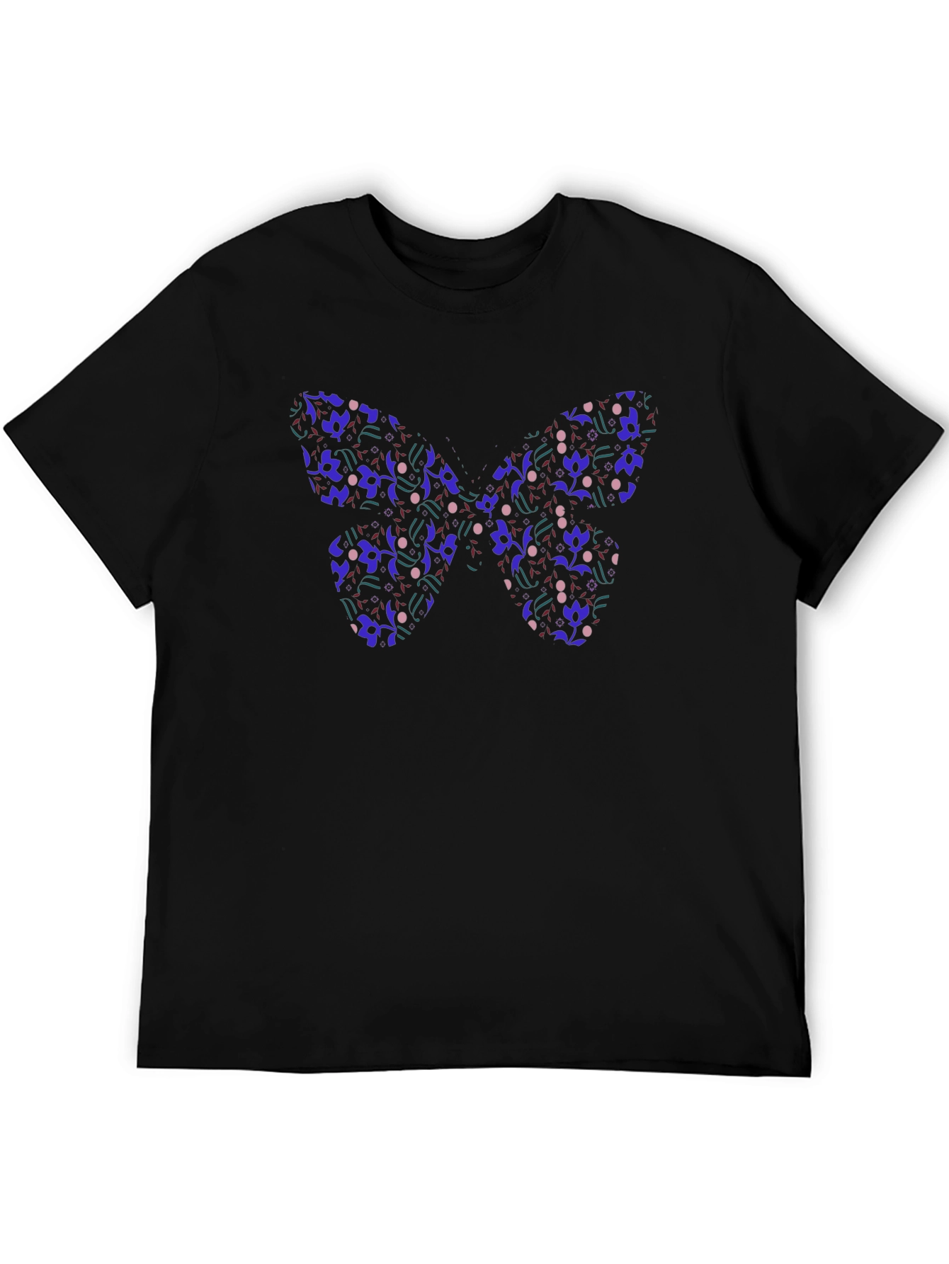 Butterfly Pattern Black T-Shirt