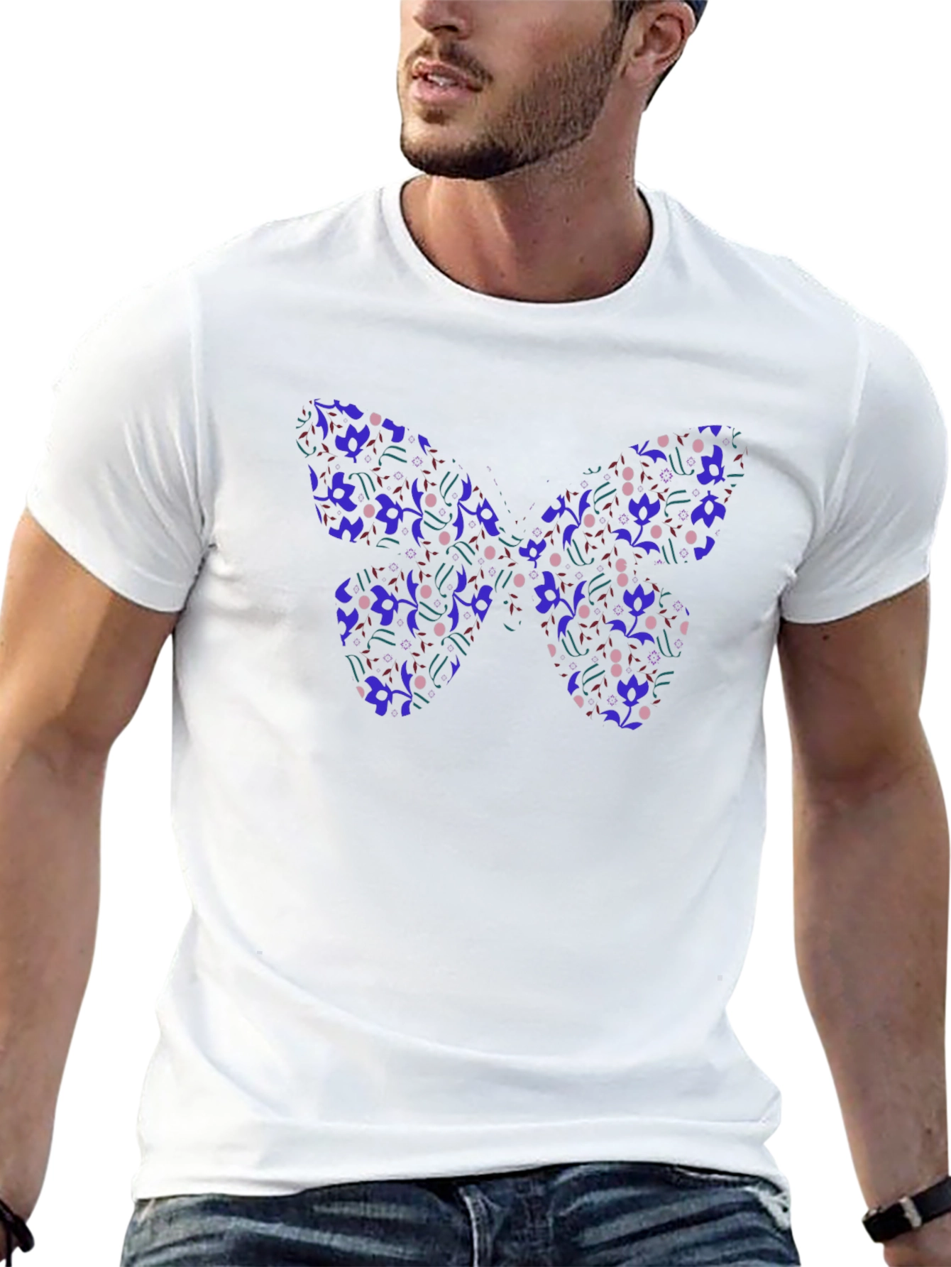 Butterfly Pattern Black T-Shirt
