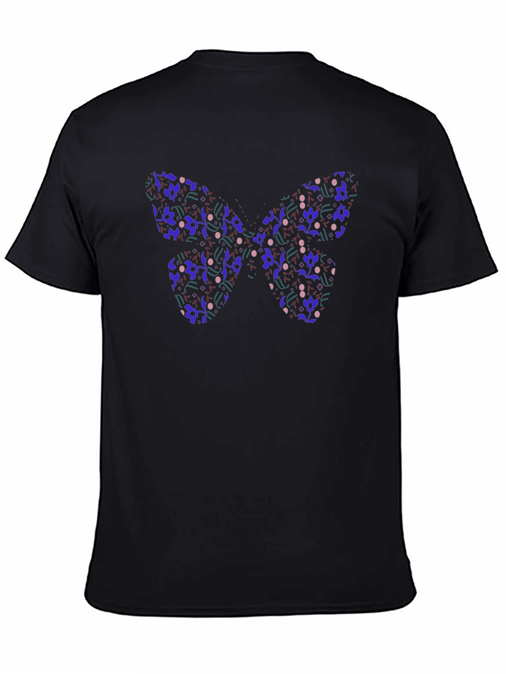 Butterfly Pattern Black T-Shirt