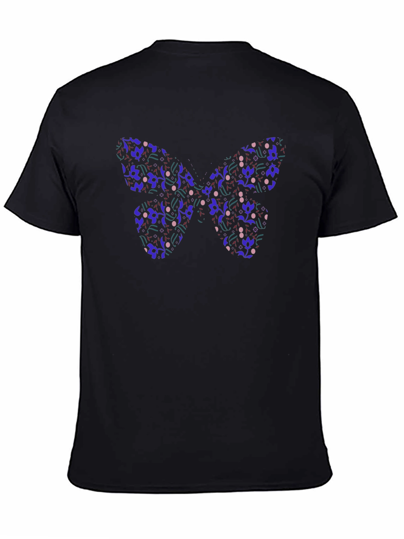 Butterfly Pattern Black T-Shirt