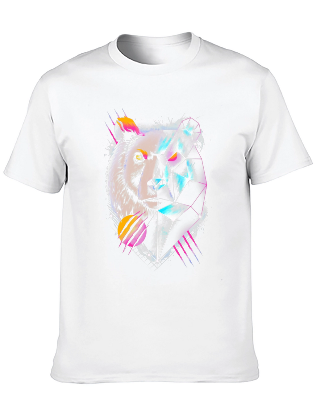 Geometric Bear Graphic Tee - Cool Abstract Design