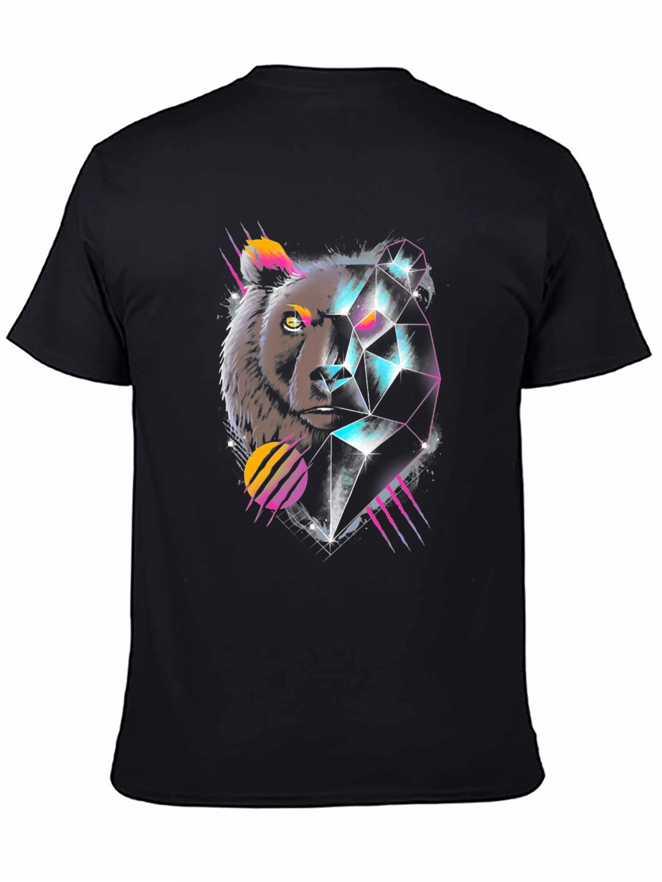 Geometric Bear Graphic Tee - Cool Abstract Design