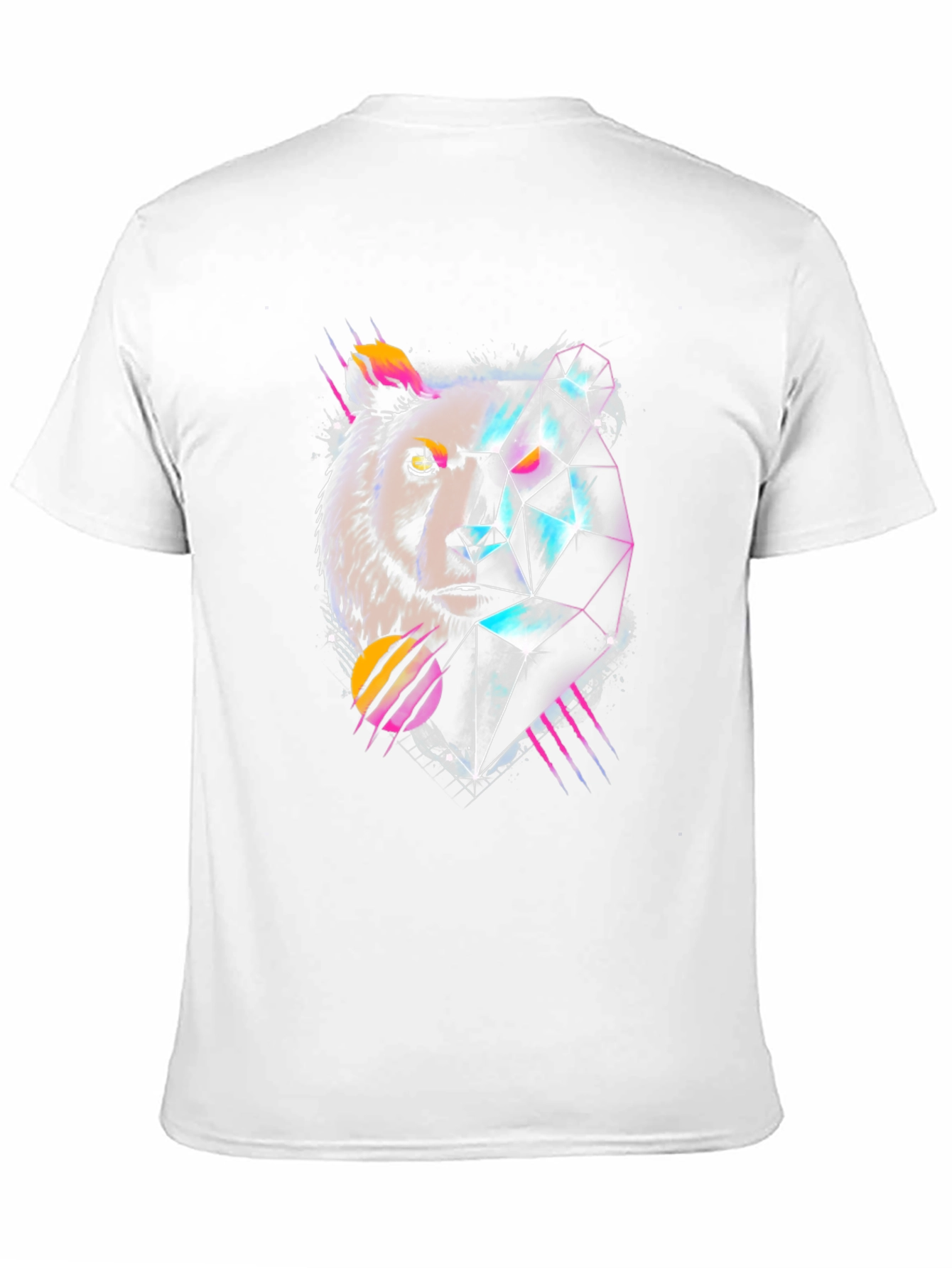 Geometric Bear Graphic Tee - Cool Abstract Design