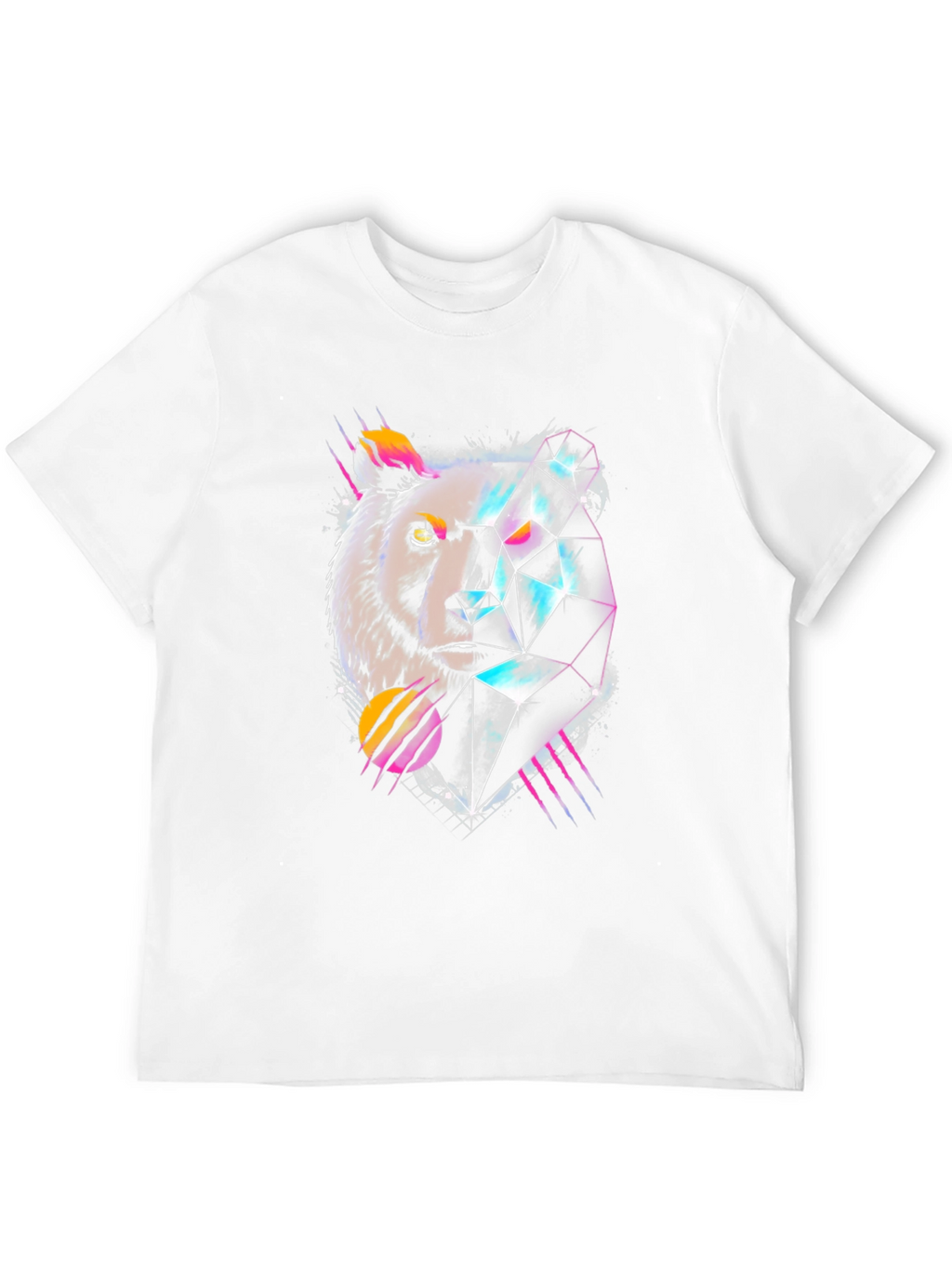 Geometric Bear Graphic Tee - Cool Abstract Design