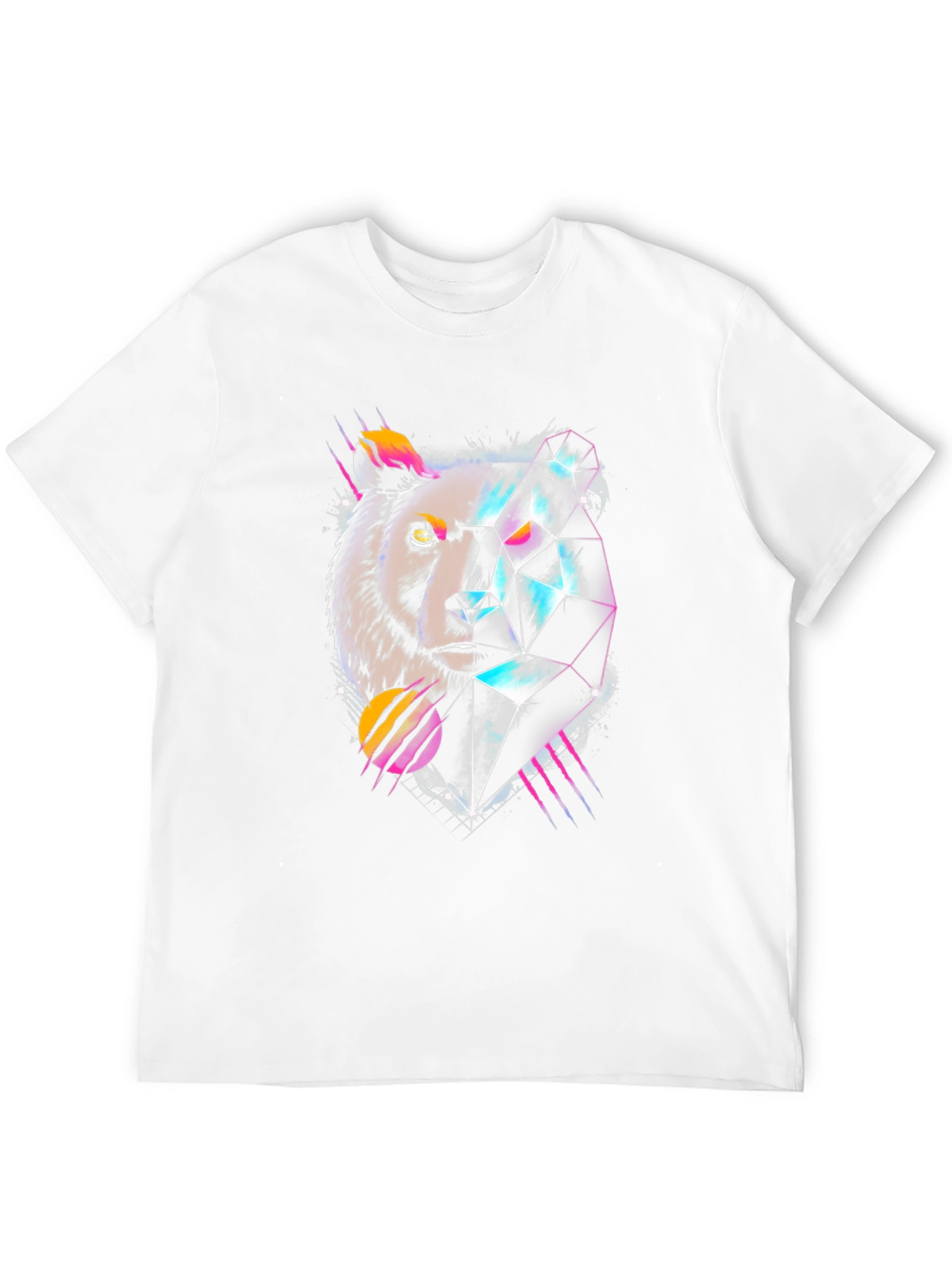Geometric Bear Graphic Tee - Cool Abstract Design