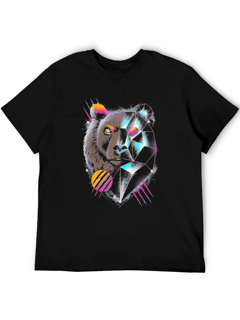 Geometric Bear Graphic Tee - Cool Abstract Design